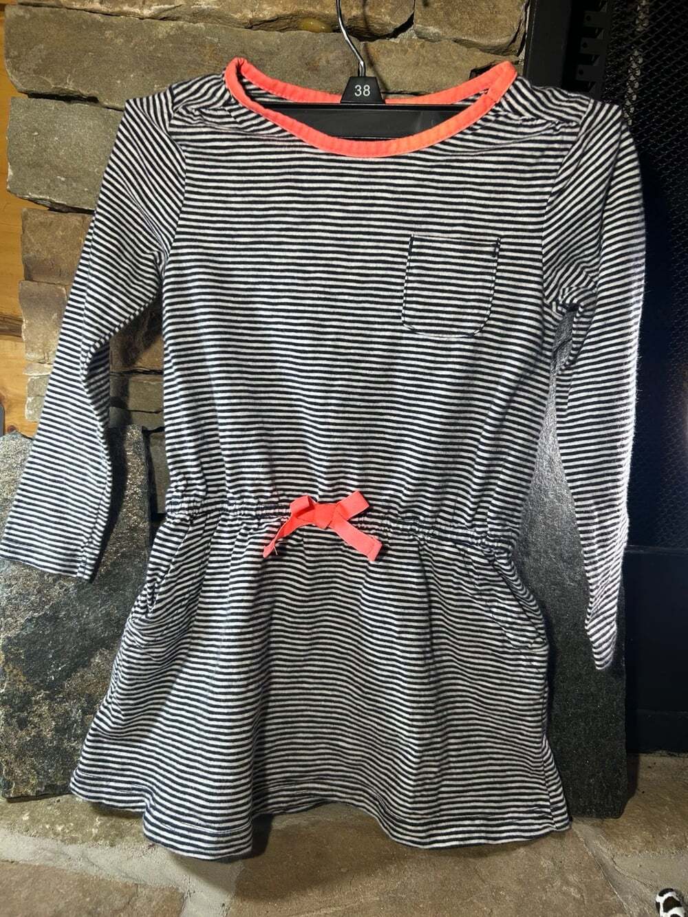 Osh Kosh Dress black or blue striped & white size 4T cotton